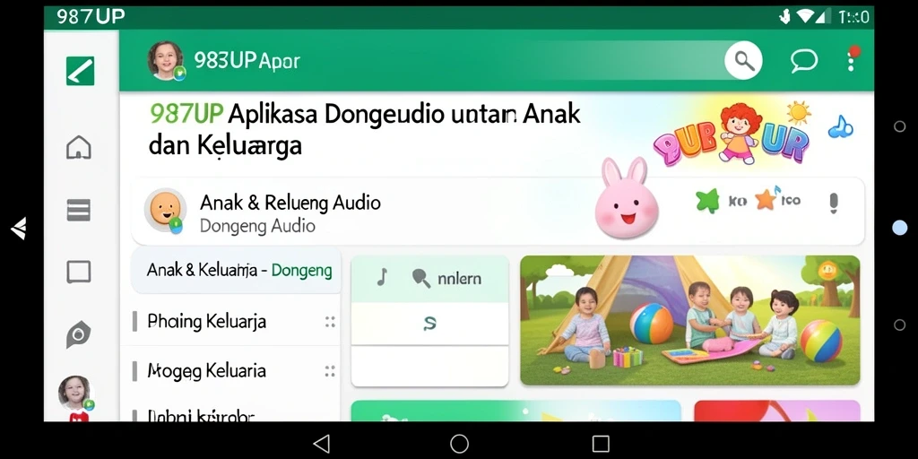 Antarmuka aplikasi 987UP yang menarik dan mudah digunakan untuk anak-anak.