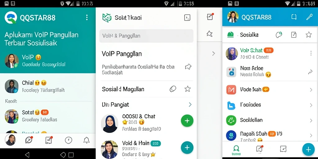 Tampilan antarmuka pengguna QQSTAR88 untuk VoIP Panggilan yang intuitif.
