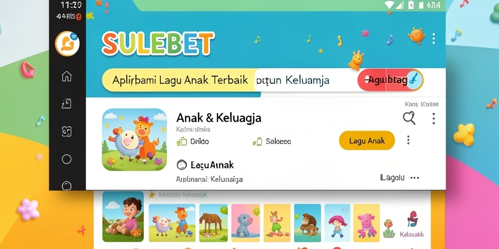 Tampilan antarmuka SULEBET yang ramah anak dengan berbagai lagu.