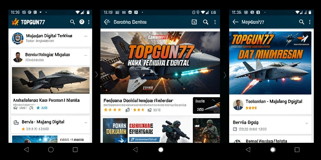 Antarmuka utama TOPGUN77 dengan fitur-fitur Majalah Digital.