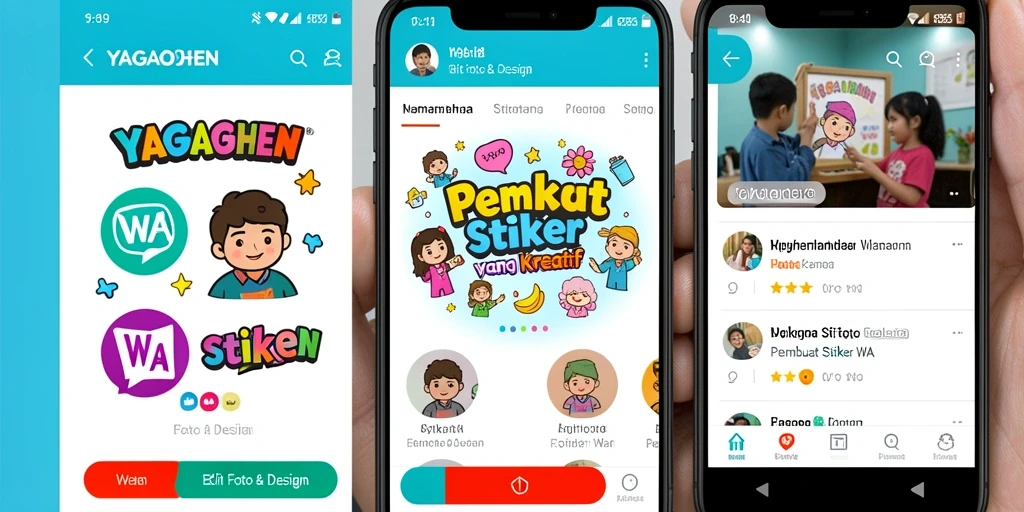 Tampilan antarmuka YAGAOHEN saat membuat stiker WA.